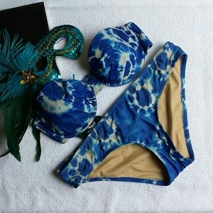 J.Crew Blue Tye-Dye Bikini Set Size Small